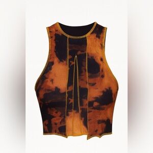 Rehab Orange and Black Tie-Dye Crop Top